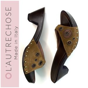 L’Autre Chose Slip on Heel Sandal Clog stud detail size 9 high quality